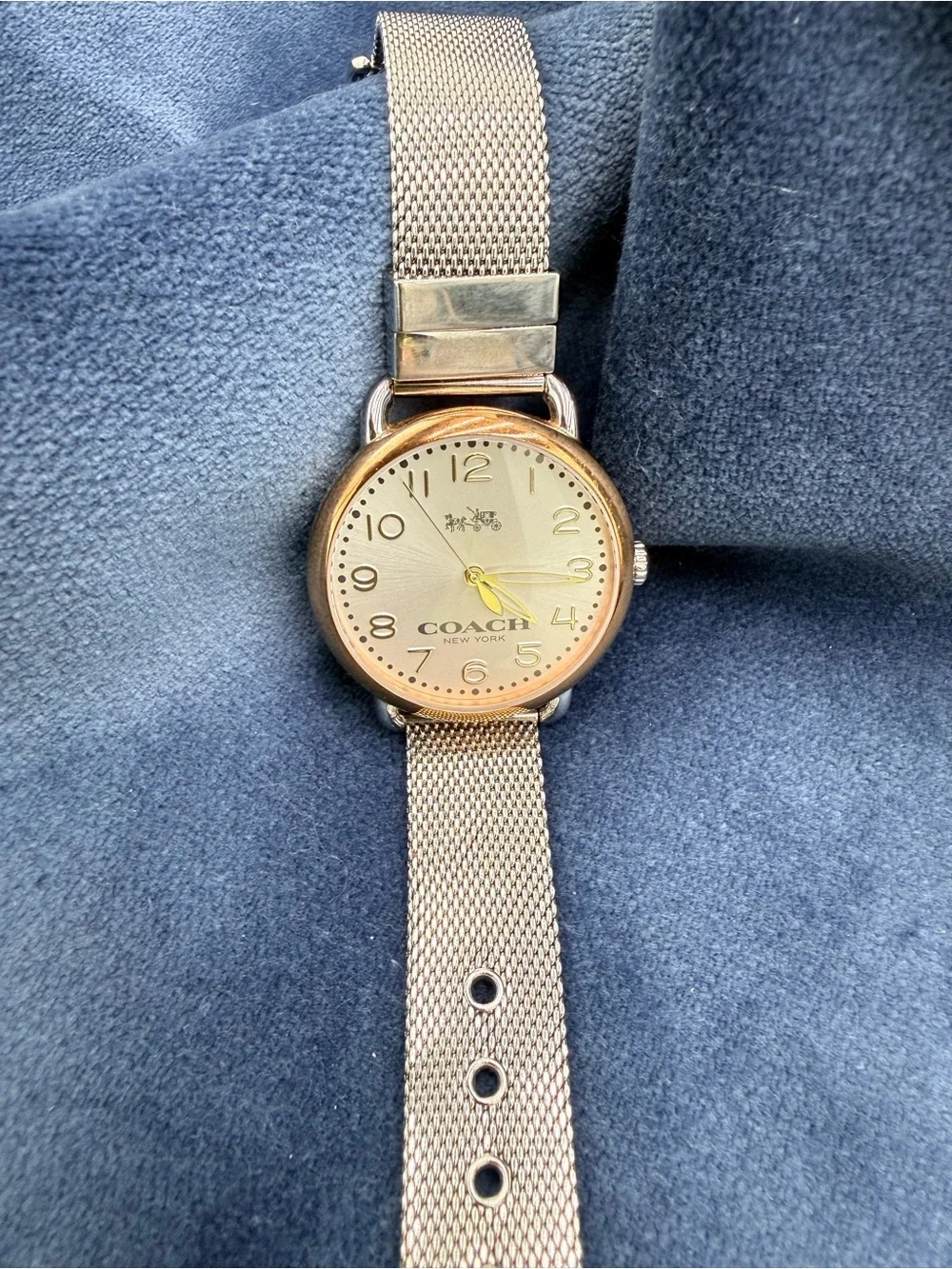 Coach Two-Tone Gold Dial Mesh Band Watch